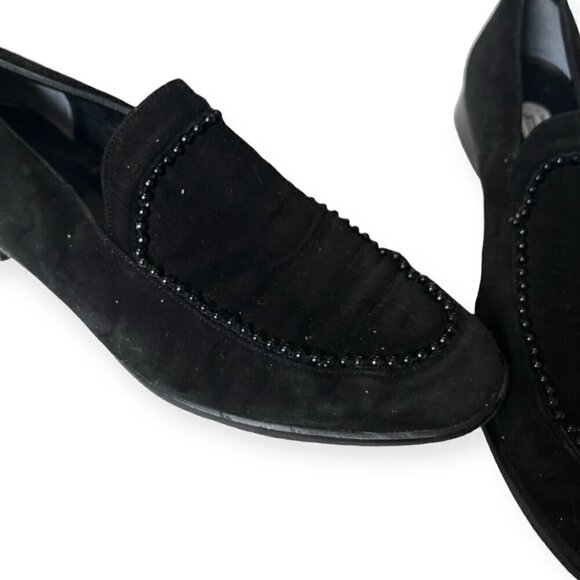 Vintage French Accessoire Diffusion Black suede loafer, Size 38.5EU,‎ beads - Picture 11 of 13